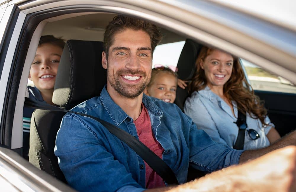 Happy family going on a trip.